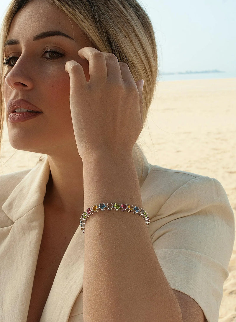 Bracelets avec Pierres en Argent Design Tons Chauds