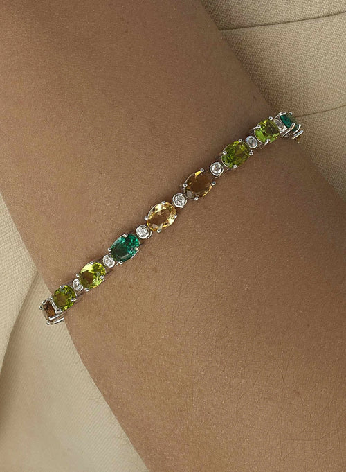 Bracelets avec pierres en argent design tons verts