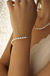 Pulseras de Perlas en Plata Diseño Dorado