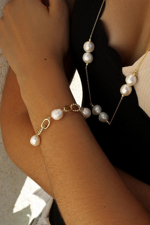 Pearl Bracelets in Silver Triple Design