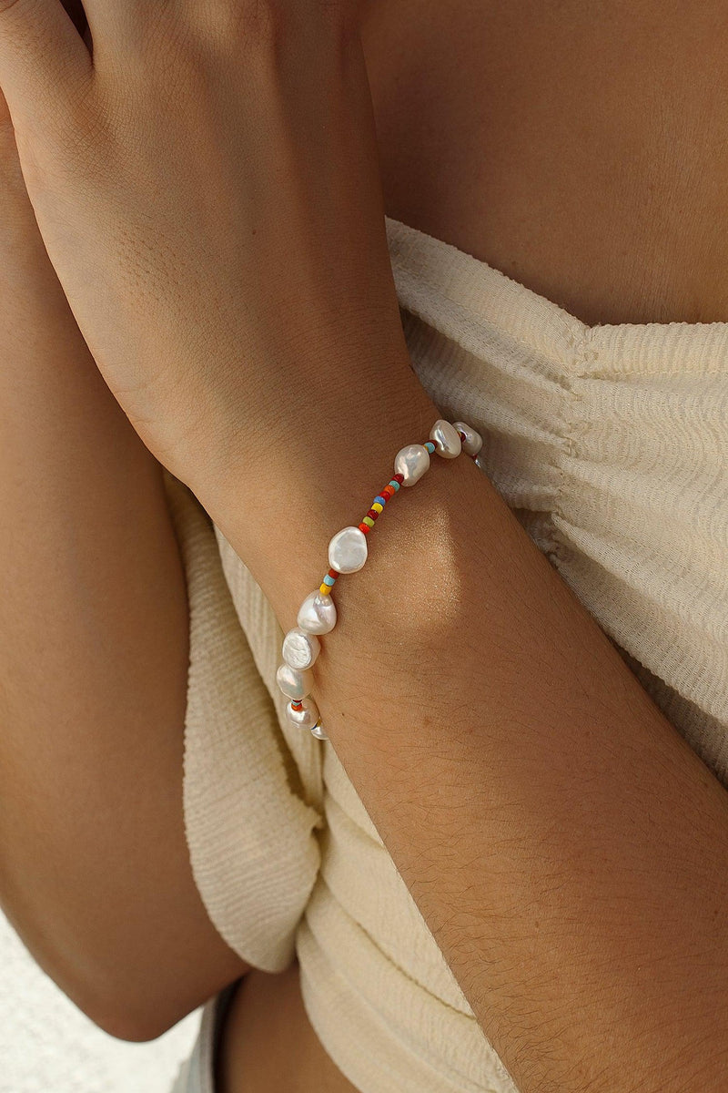 Silver Bracelets Multicolor Design with Pearl