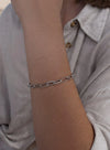 Silver Link Bracelets with Zircon Detail