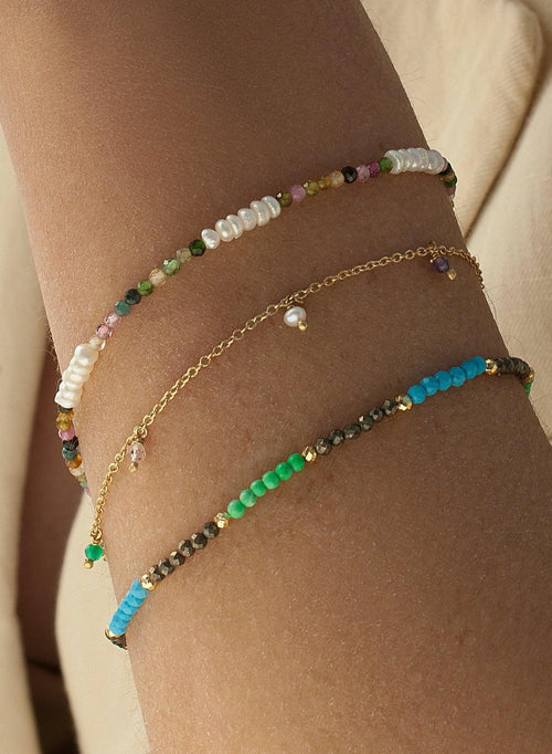 Bracelets Plats Fins Triple Design Multicolore