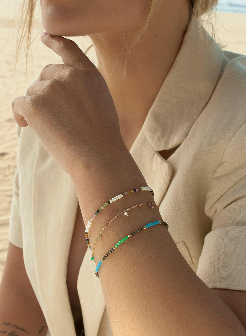 Thin Plat Bracelets Triple Multicolor Design