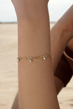Fine Silver Bracelets with Zirconia Pendants in Gold Chain Style