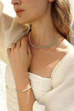 Bracelets en Argent Fin avec Perles de Ton Bleu et Vert