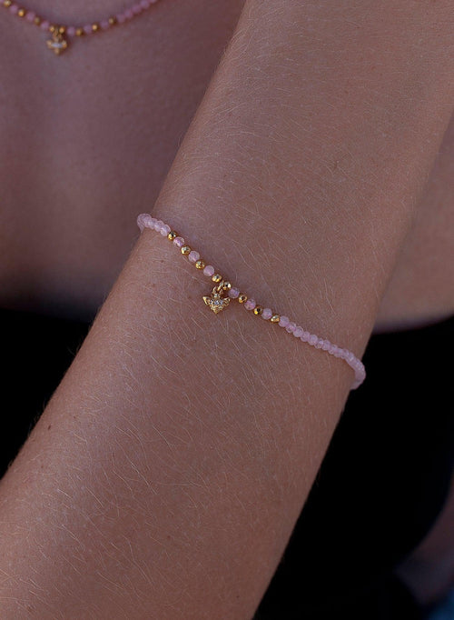 Bracelets en argent fin motif abeille en rose