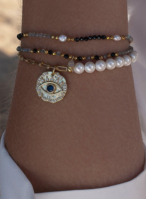 Fine Silver Bracelets Triple Design Eye Motif