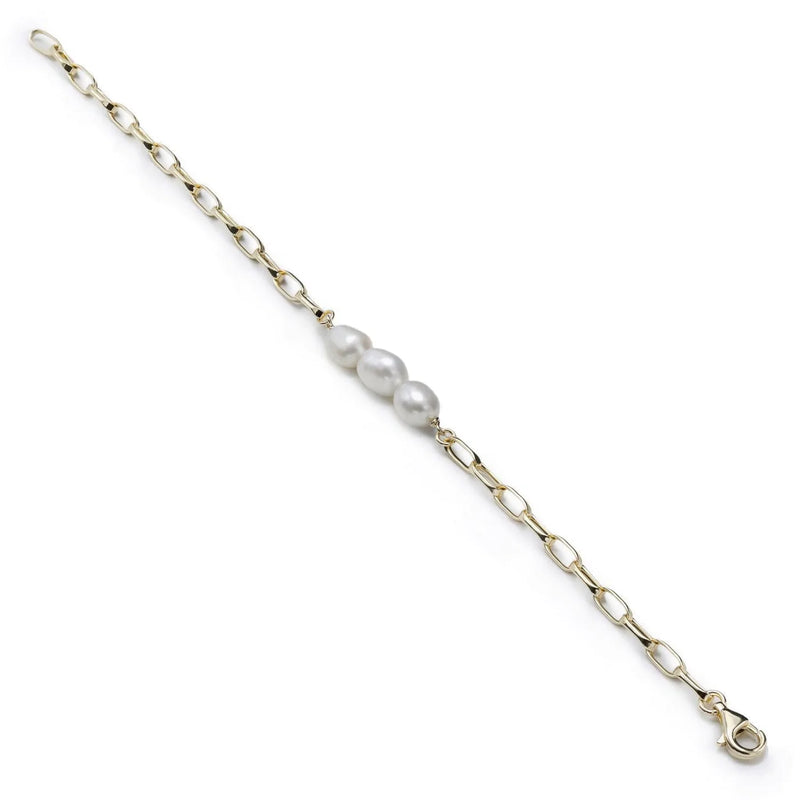 Puseras de Perlas en Plata Diseño Triple Perla