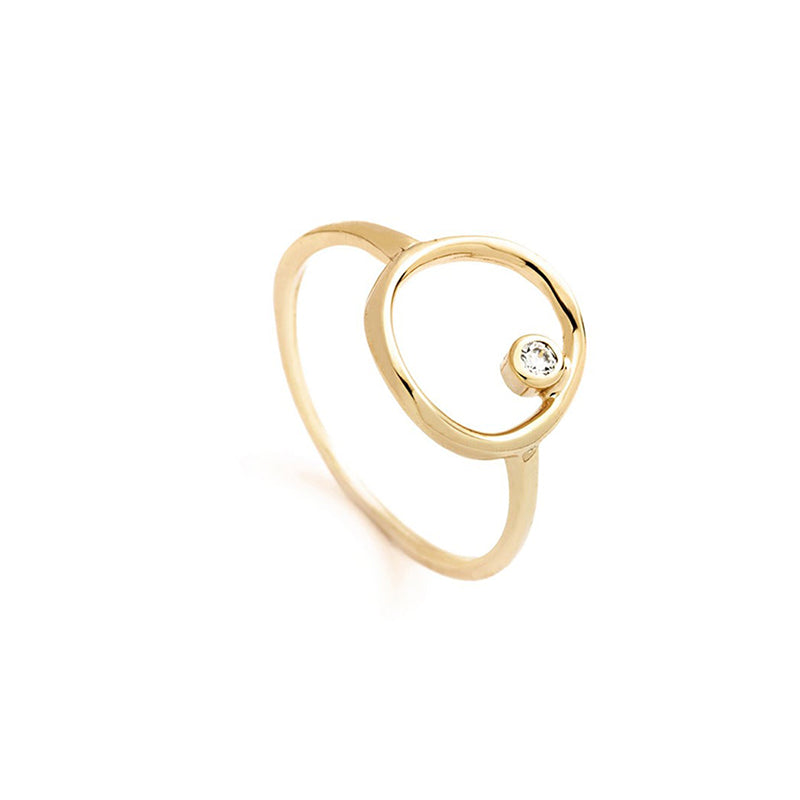 Circular Ring With Zirconia Gold