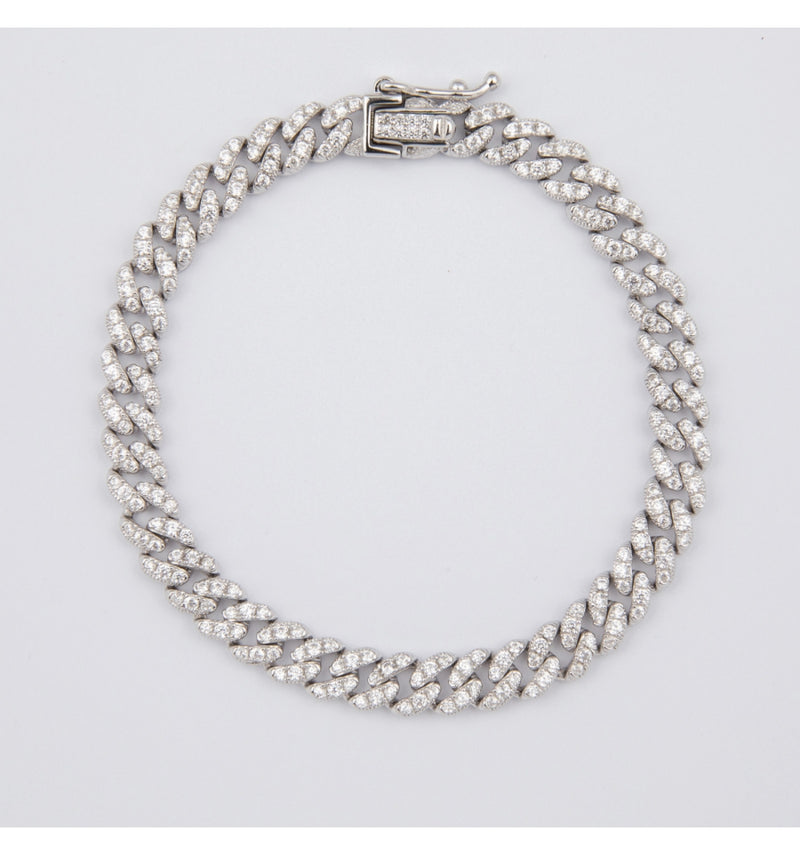 Silver and Pavé White Zirconia Chain