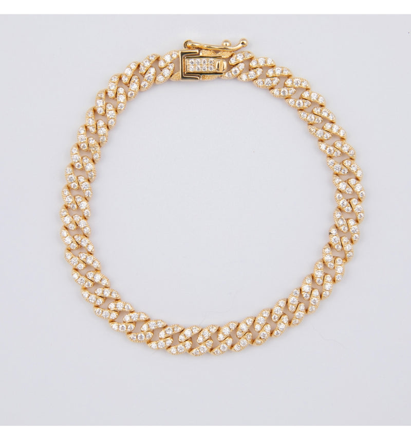 Gold Plated Silver Chain and White Zircon Pavé