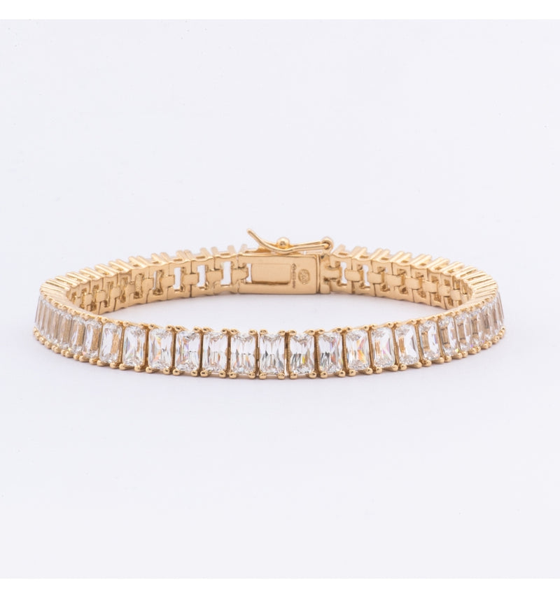 Rivière Gold Plated Silver Bracelet with White Zircons