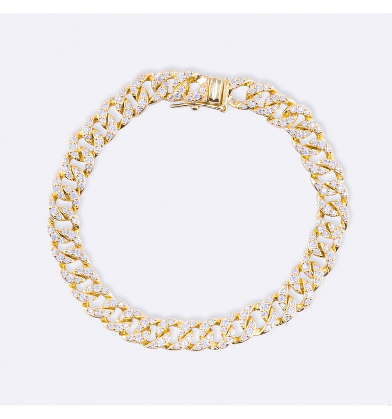 Gold Plated Silver Chain with Small White Zirconia