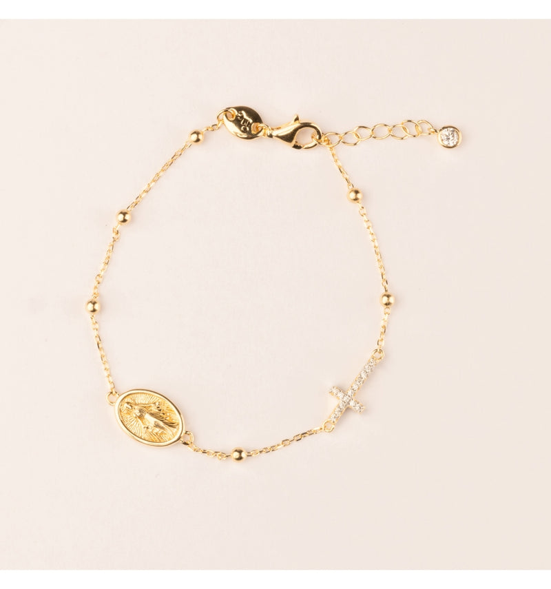 18K Gold Plated Silver Bracelet with Zircons