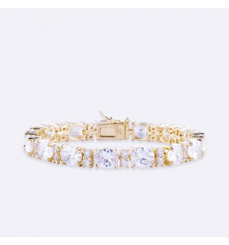 Rivière Tennis Bracelet Gold Plated Silver and White Zirconia