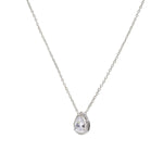 Pingente de prata brilhante com motivo de quartzo adamantino em forma de lágrima e detalhes de zircônia