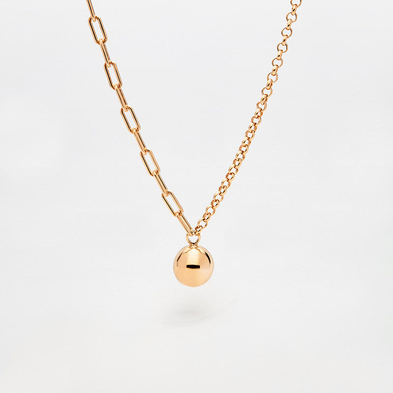Gold Bola Necklace with Mixed Chain