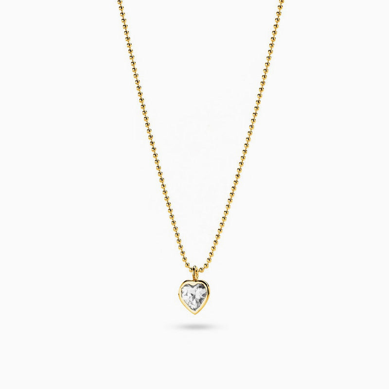 Gold Heart Zircon Necklace