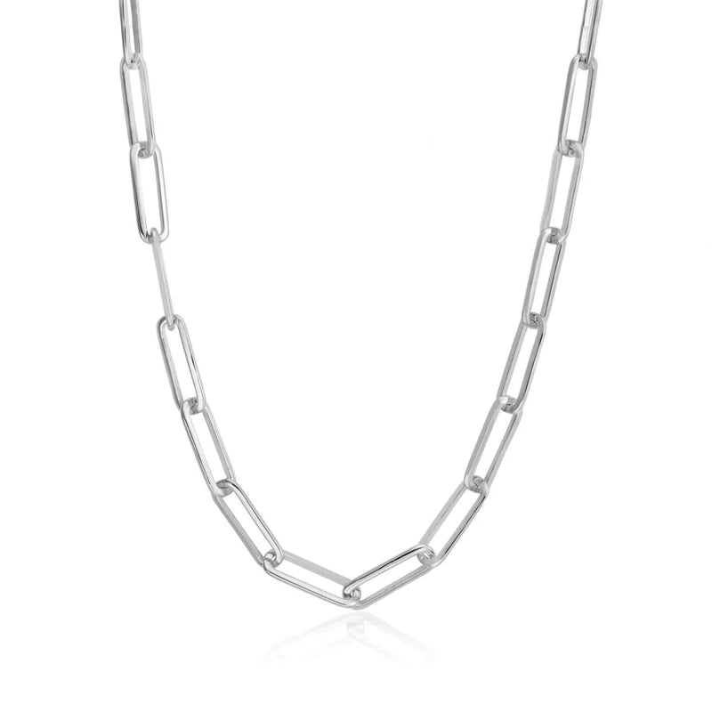 Short Silver Necklaces Paper Clip Design