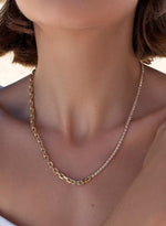 Short Necklaces in Silver Paper Clip Design and Zirconia