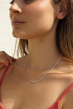 Short Silver Necklaces Paper Clip Design and Zirconia