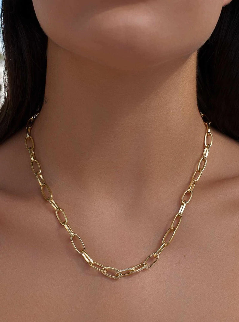 Necklaces Silver Golden Thick Paper Clip Design