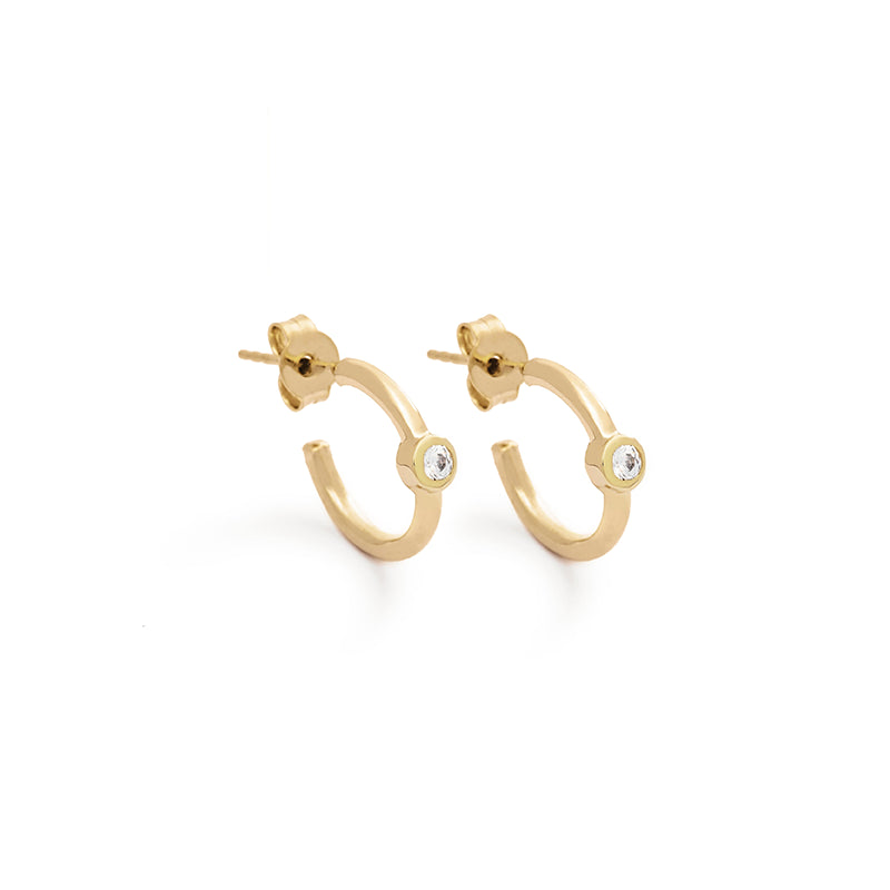 Hoop Earrings With Thick Zirconia Gold