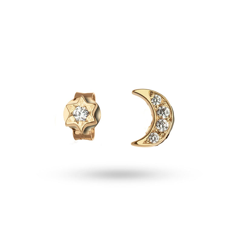 Star &amp; Moon Gold Earrings