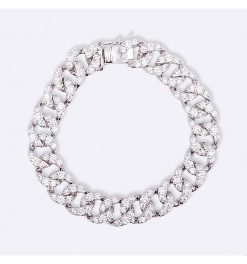 Silver and Pavé Chain with White Zircons