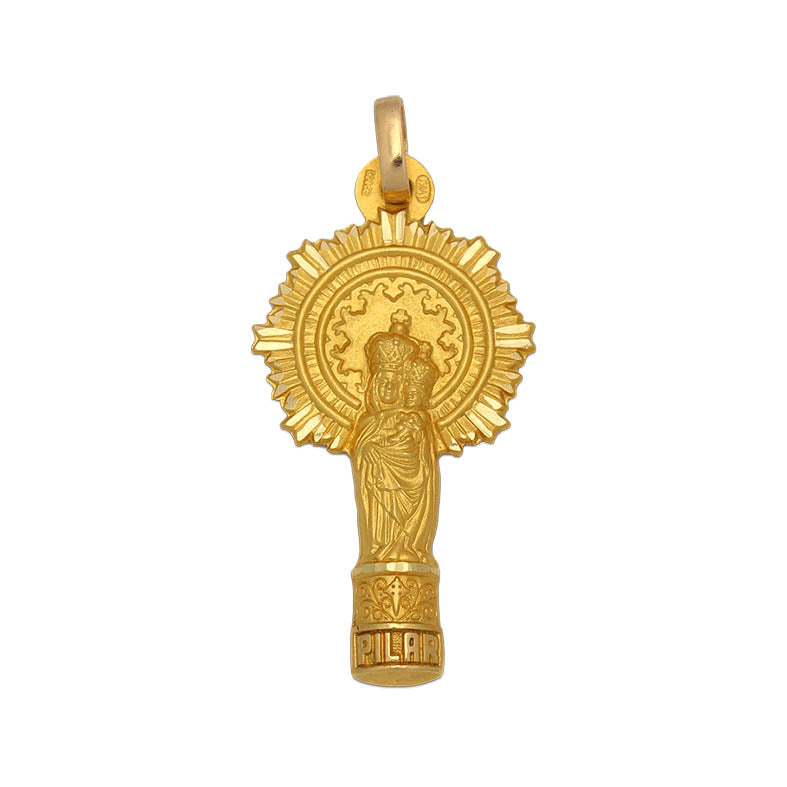 Medalla Oro 18Kl Virgen del Pilar 15X29 mm