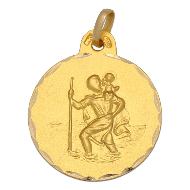 18K Gold Saint Christopher Medal 21 mm