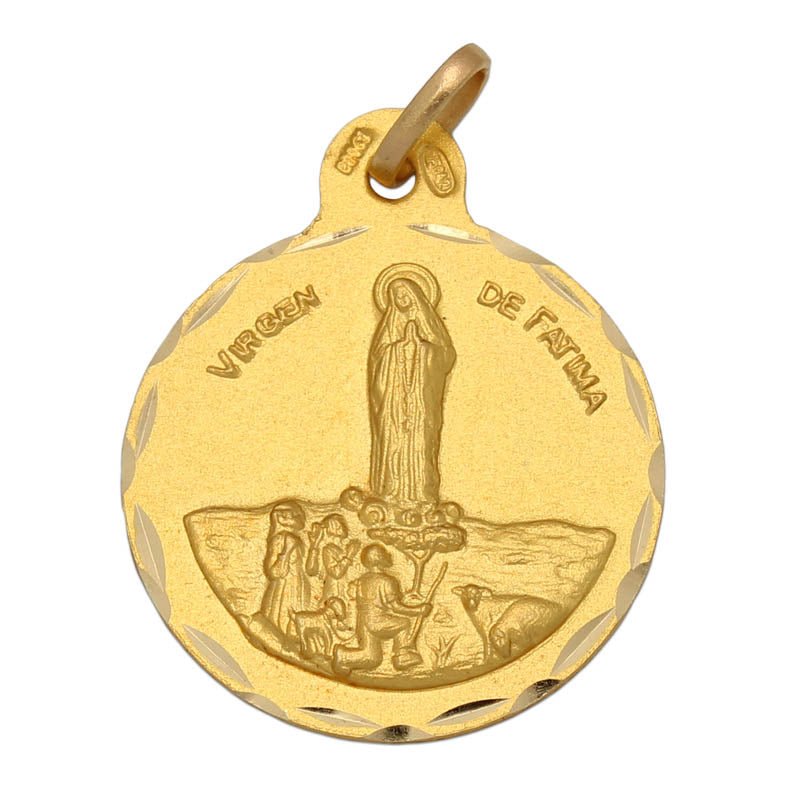 Medalla Oro 18Kl Virgen De Fatima 21 mm