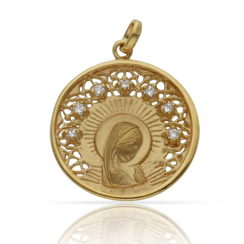 Medalla Plata Chapada Oro Virgen Nina 25 mm