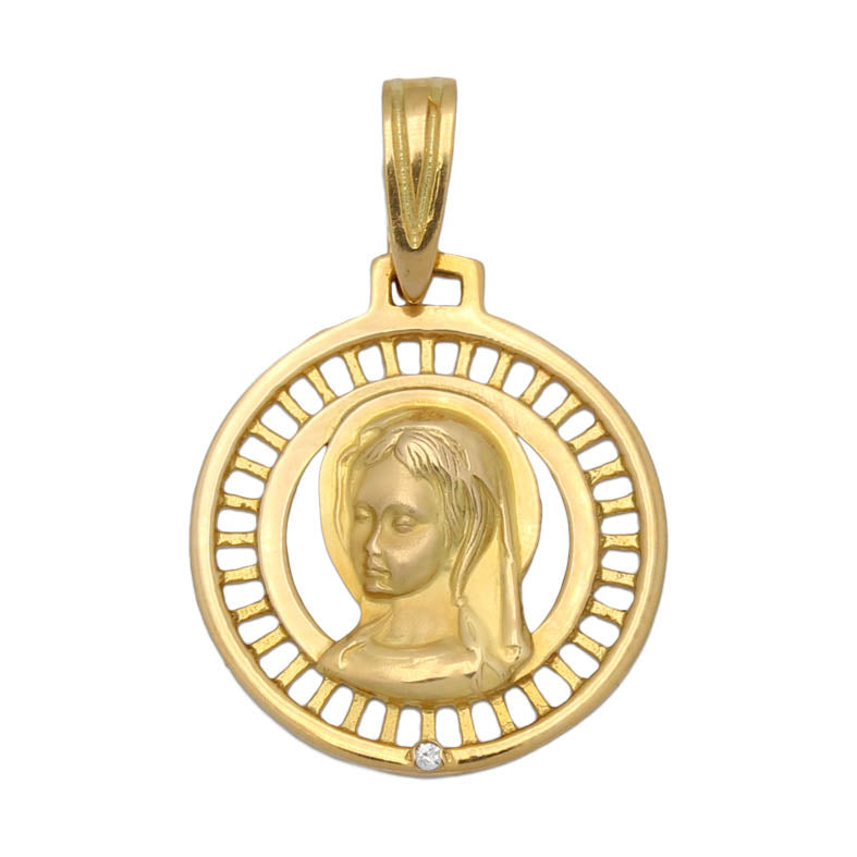Medalla Oro 18Kl Virgen Nina De 17 mm