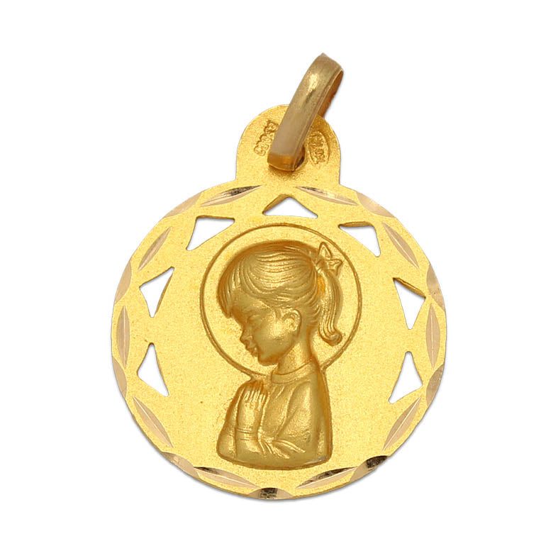 Medalla Oro 18Kl Virgen Nina 17 mm