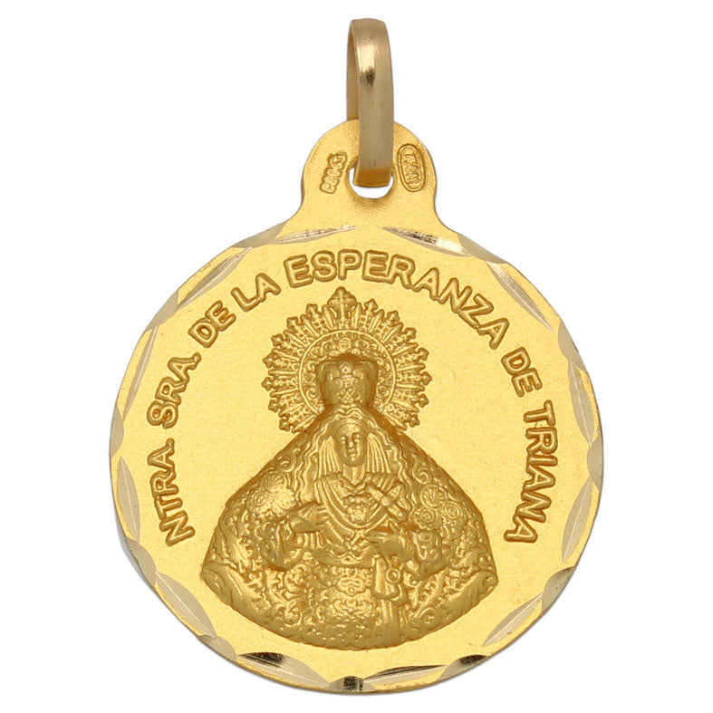 Medalla Oro 18Kl Virgen Esperanza Triana 21 mm
