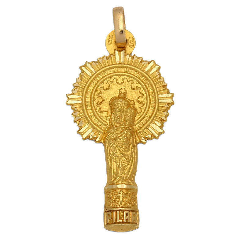 18K Gold Medal Virgen del Pilar 21X40 mm