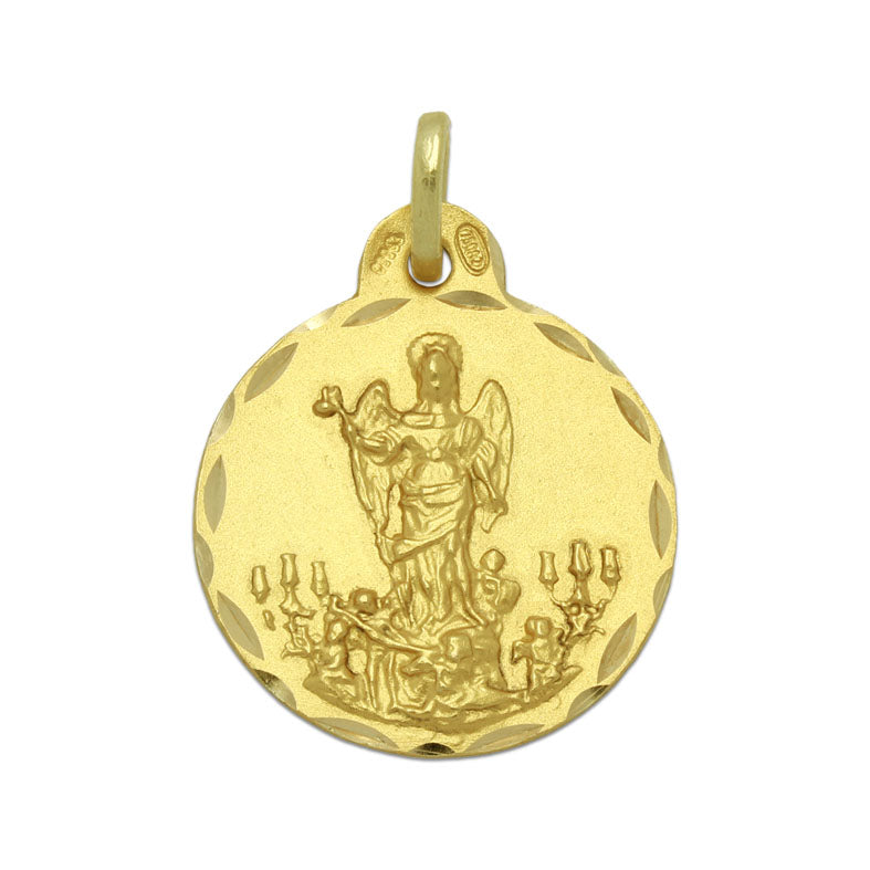 18K Gold Saint Raphael Medal 18 mm