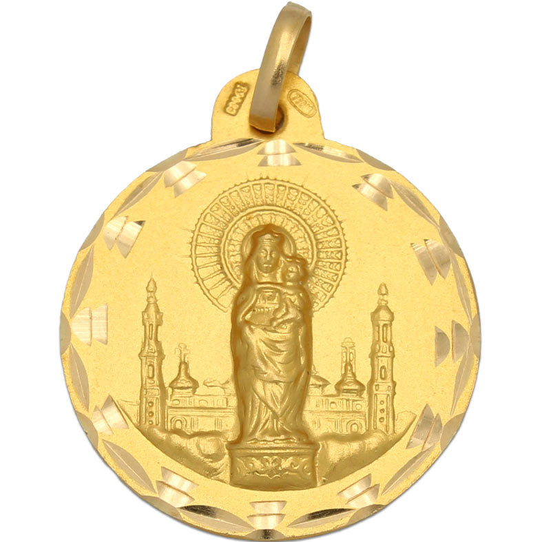 Medalla Oro 18Kl Virgen del Pilar 23 mm