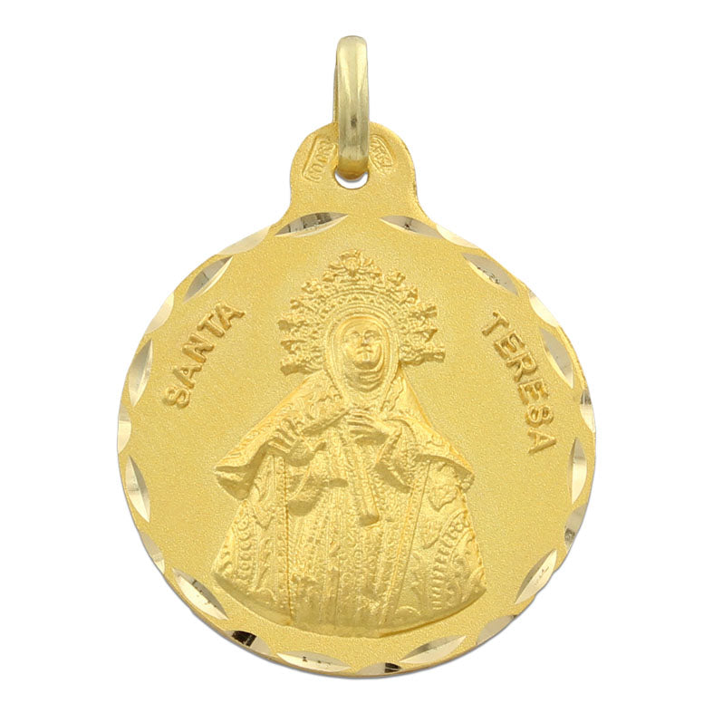 Medalla Oro 18Kl Virgen Santa Teresa 21 mm