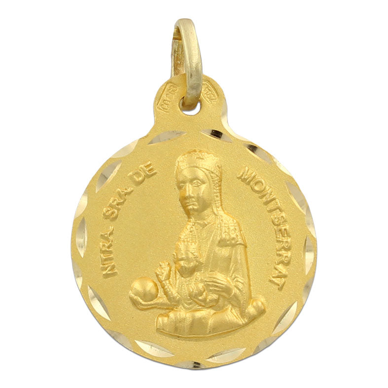 Medalla Oro 18Kl Virgen De Montserrat 17 mm