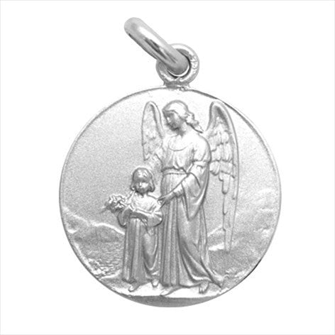 Guardian Angel silver medal 14 mm