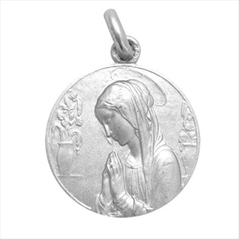Médaille Oiseau Fleur Argent 18 mm