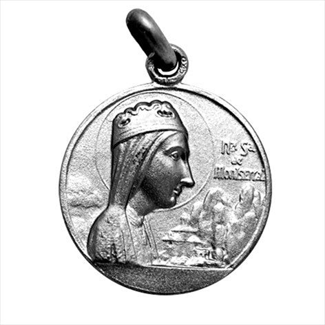 Our Lady of Montserrat aged silver medal 14 mm