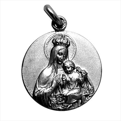 Virgen del Carmen aged silver medal 12 mm