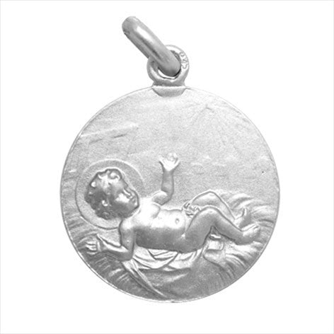 Médaille argent Enfant entre pailles 18 mm