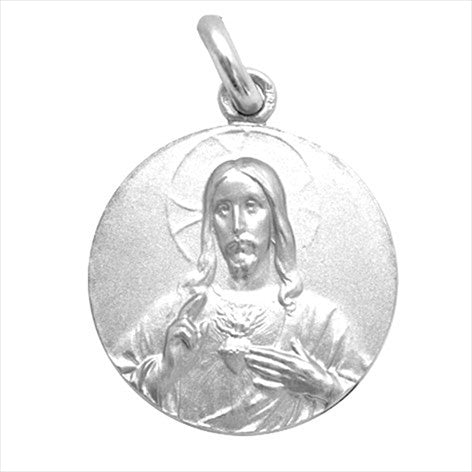Medalla plata Sagrado Corazon de Jesus 16 mm