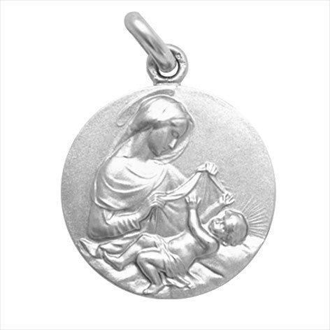 Medalla plata Virgen Madre 16 mm