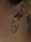 Hoop Earrings with Stones in Silver Blue Tones Design